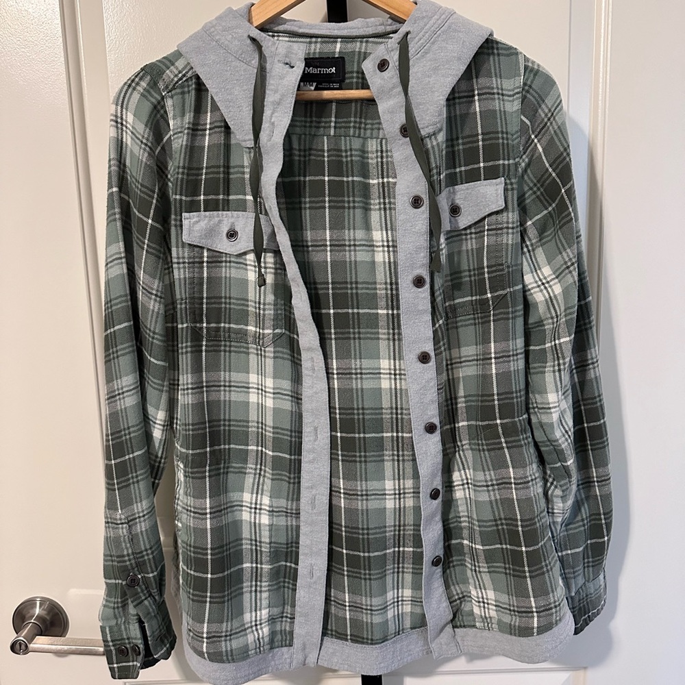 Marmot Flannel Hoodie Shirt size medium